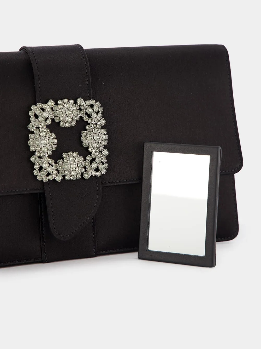 Capri Satin Black Clutch