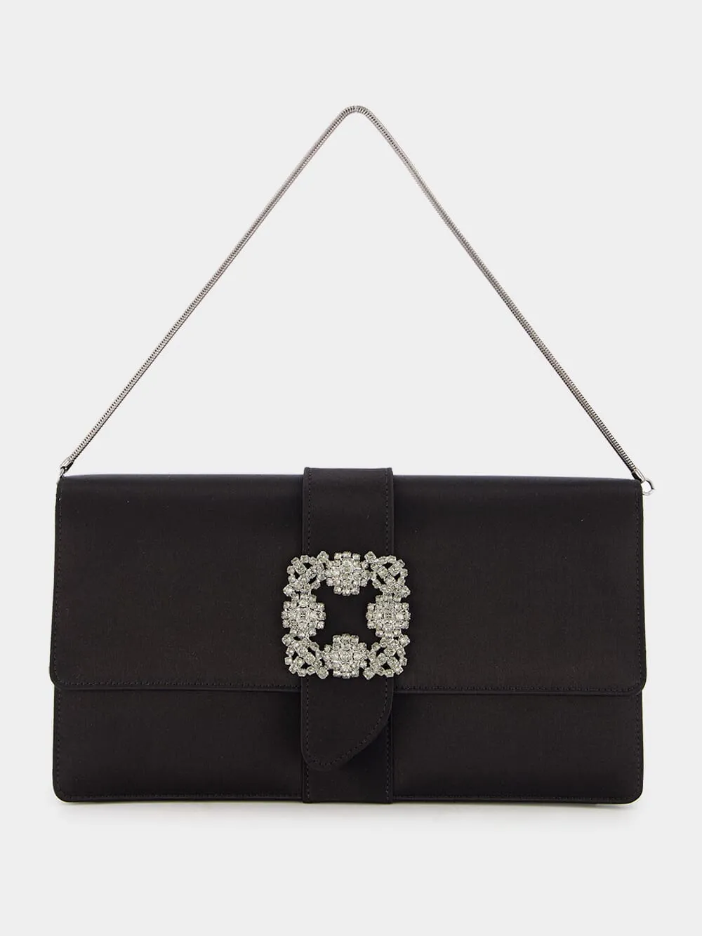 Capri Satin Black Clutch
