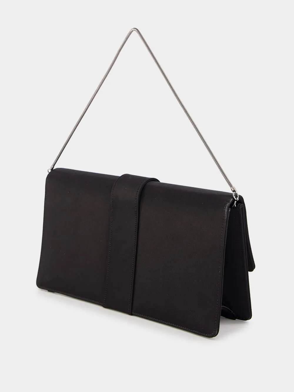 Capri Satin Black Clutch