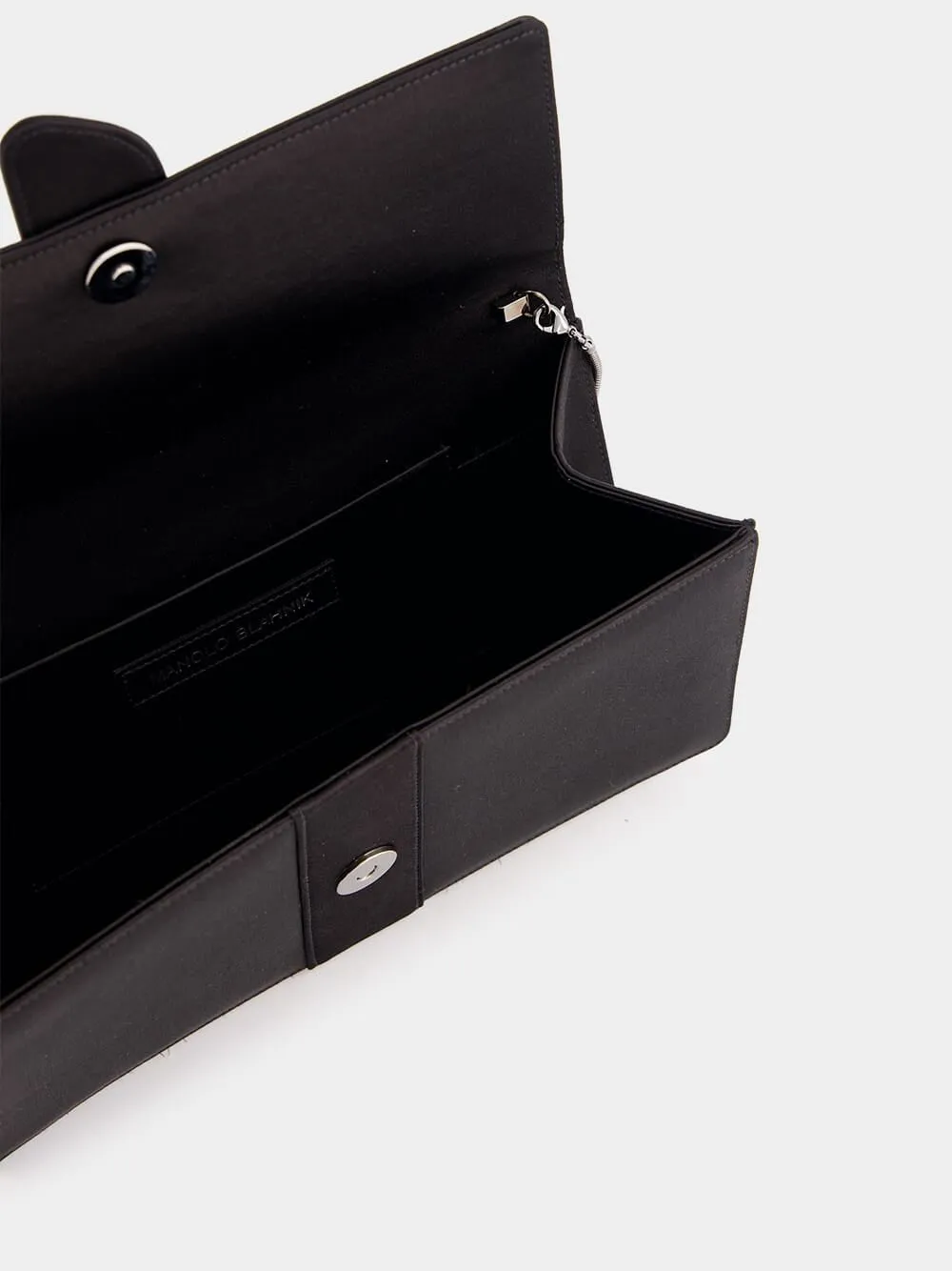 Capri Satin Black Clutch
