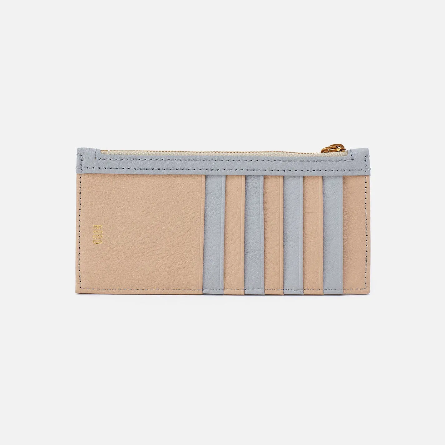 Carte Card Case In Pebbled Leather - Blue Pearl