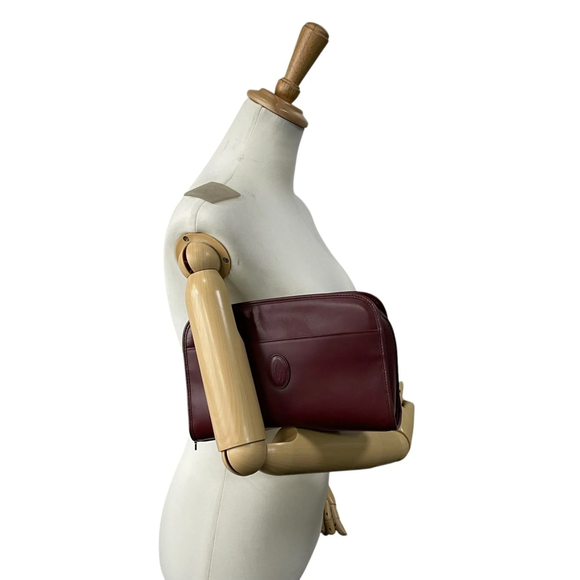 Cartier  Color Wine Leather Clutch Bag Pouch (Pre-Owned)