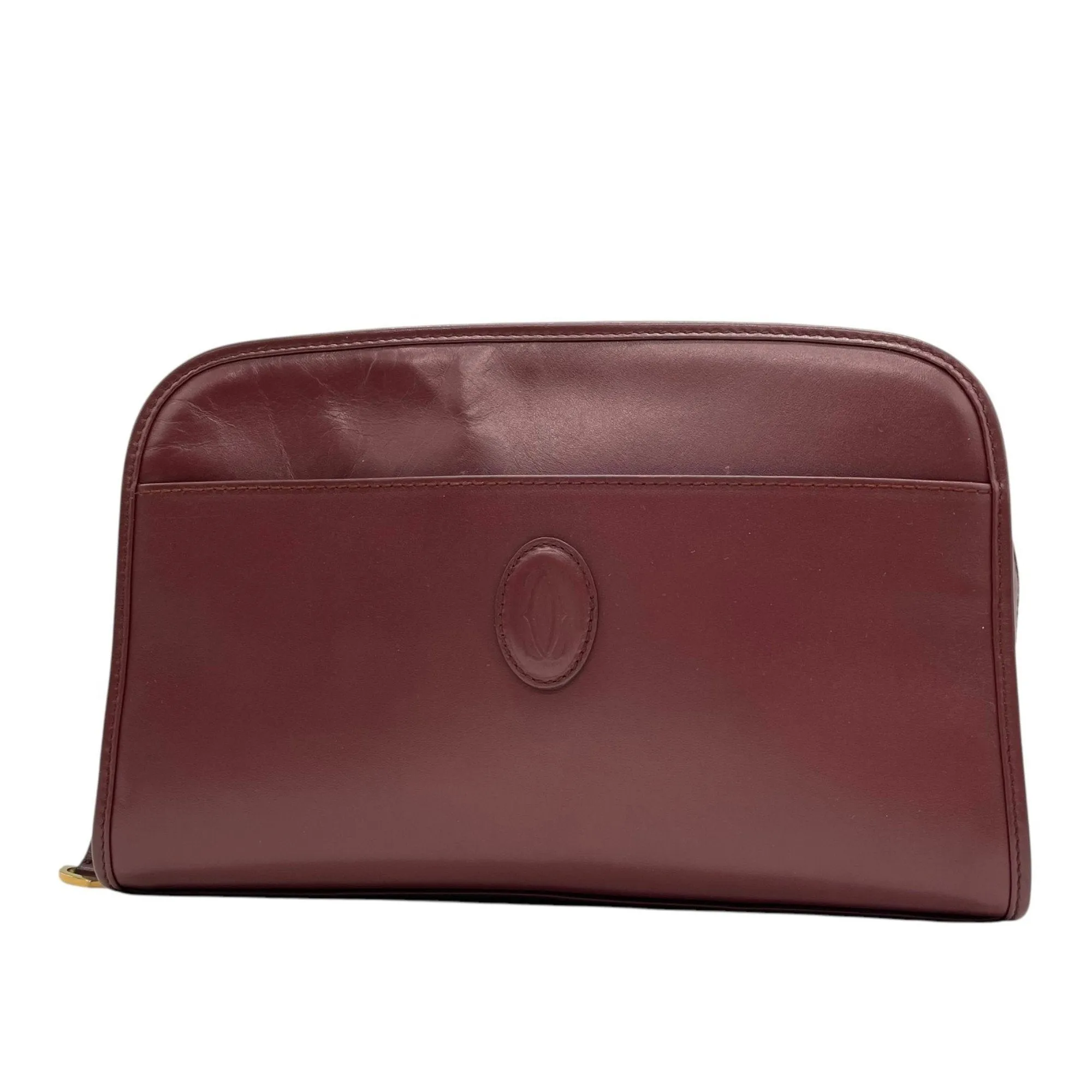 Cartier  Color Wine Leather Clutch Bag Pouch (Pre-Owned)