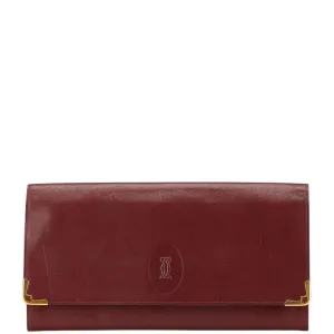 Cartier Wine Leather Clutch Bag (Pre-Owned)