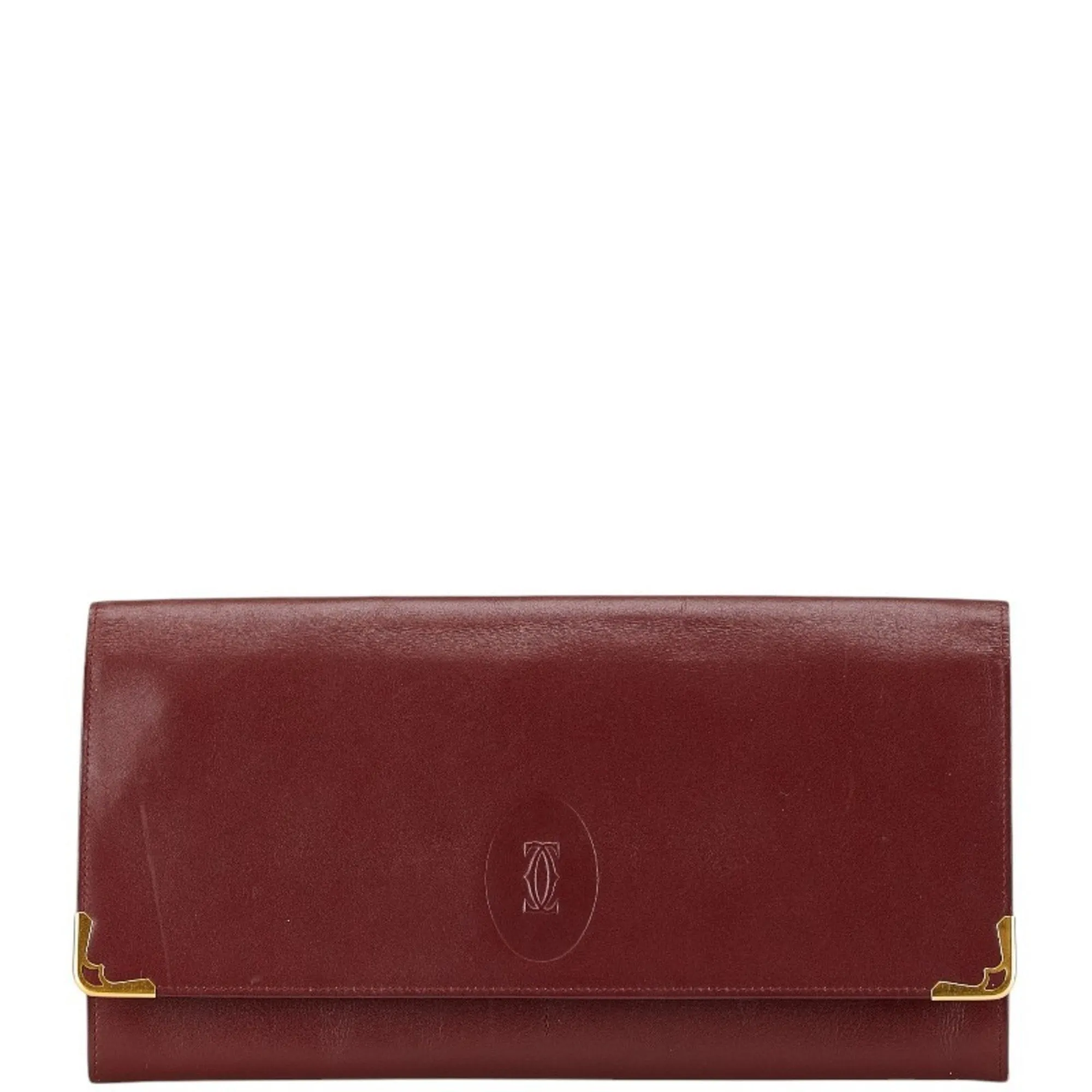 Cartier Wine Leather Clutch Bag (Pre-Owned)