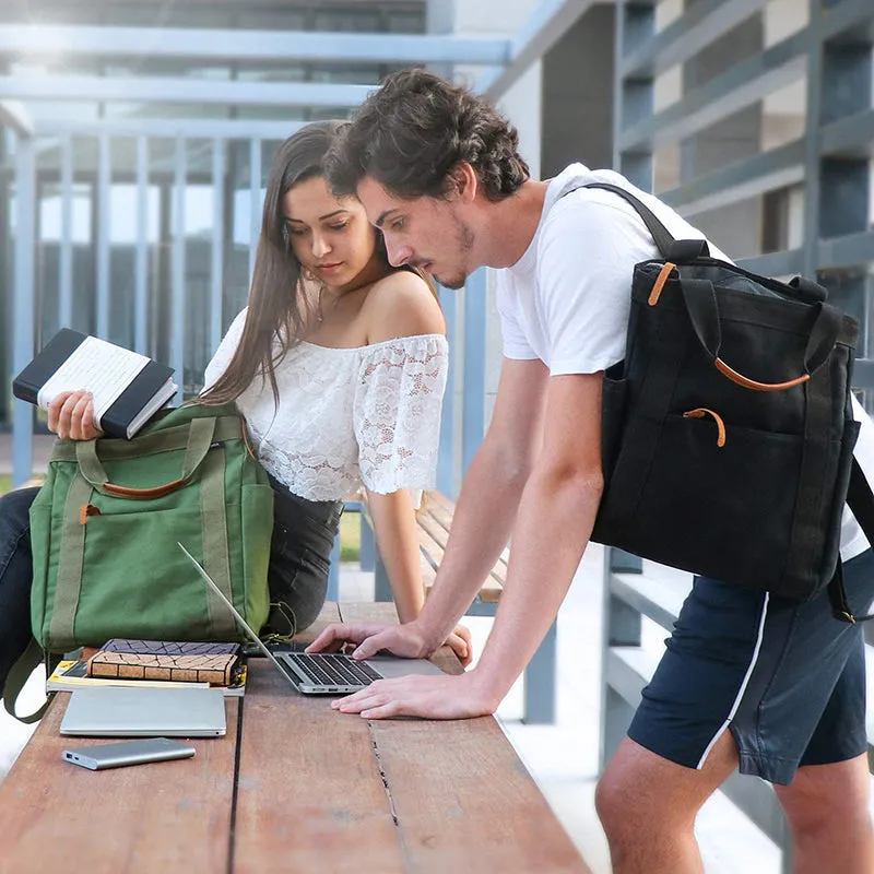Casual Laptop Bookbag Commute Business Canvas Backpack