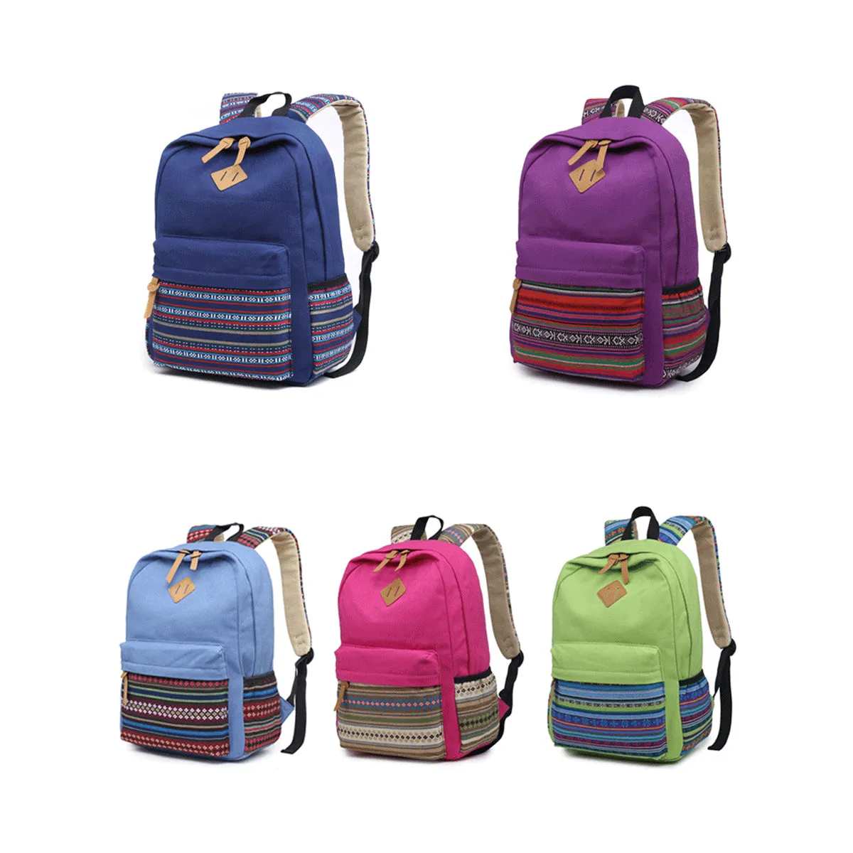 Casual Style Lightweight Canvas Backpack School Bag Travel Daypack