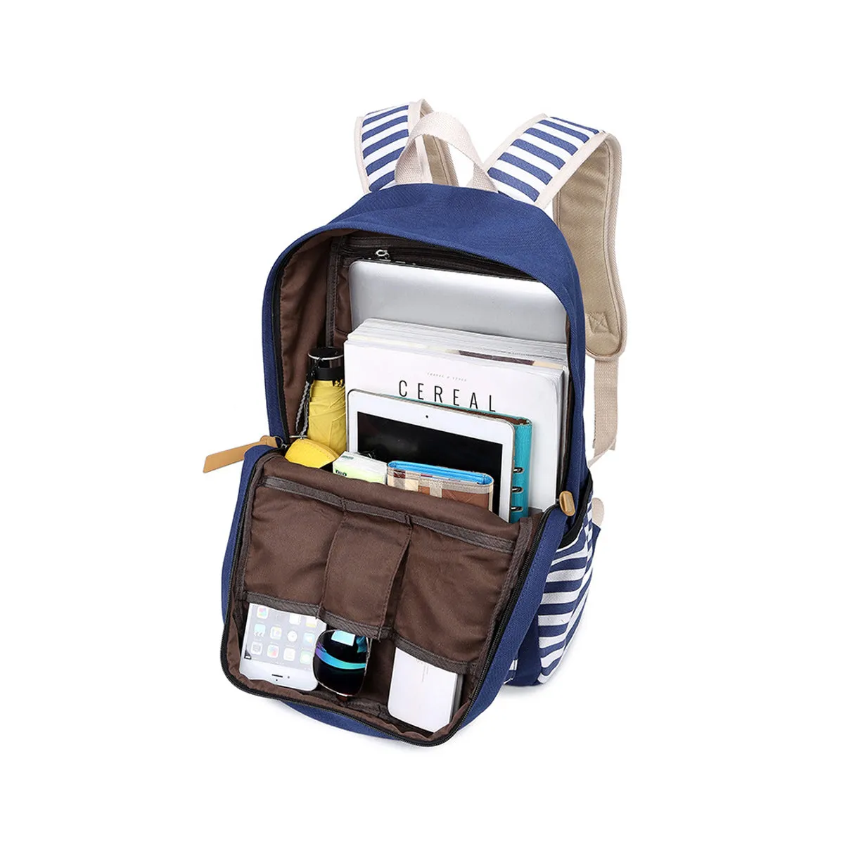Causal Teen Cute Canvas Stripe Backpack