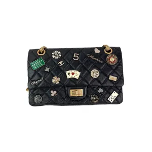 Chanel Aged Calfskin Quilted Casino 2.55 Reissue Double Flap Black Shoulder Bag Limited Edition RARE