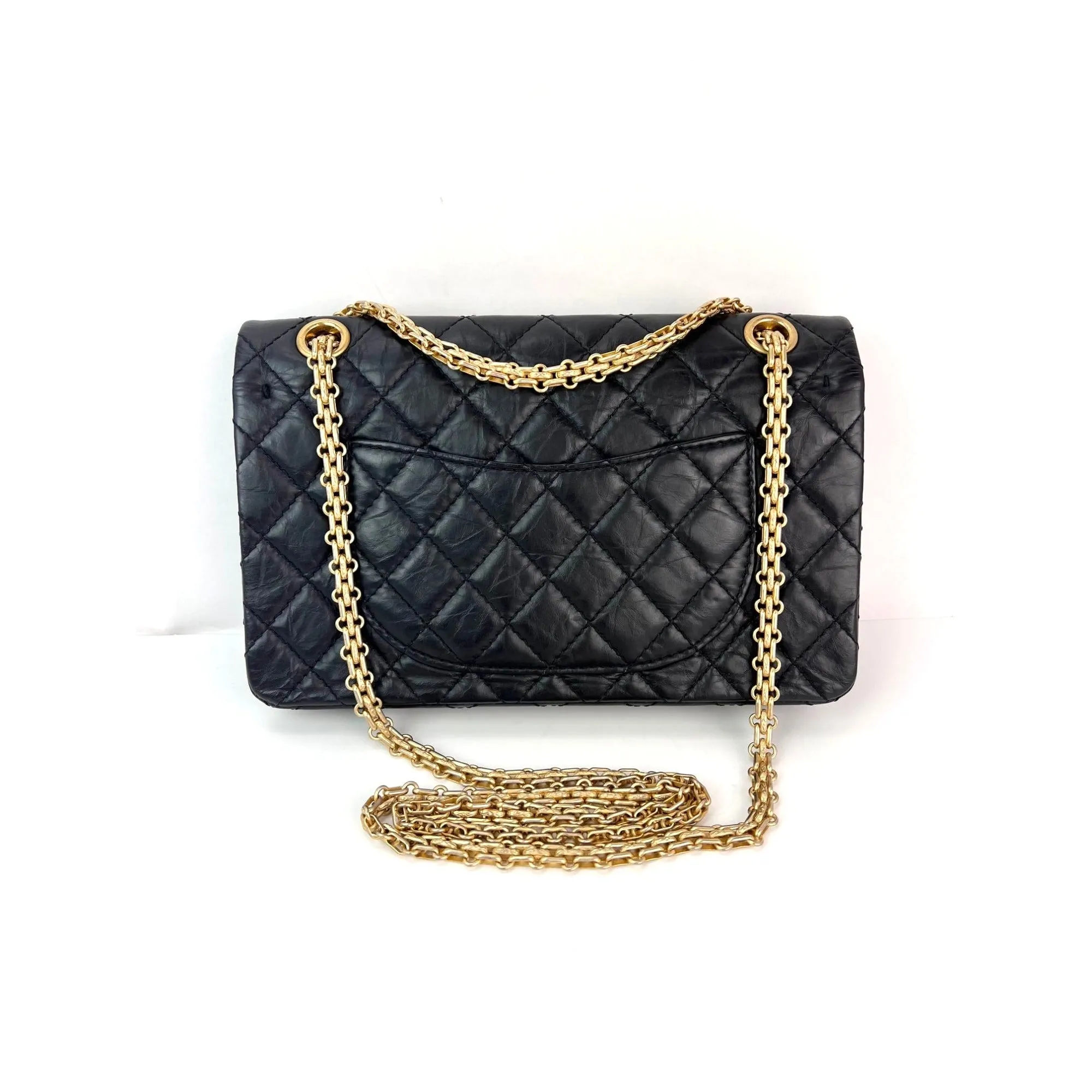 Chanel Aged Calfskin Quilted Casino 2.55 Reissue Double Flap Black Shoulder Bag Limited Edition RARE
