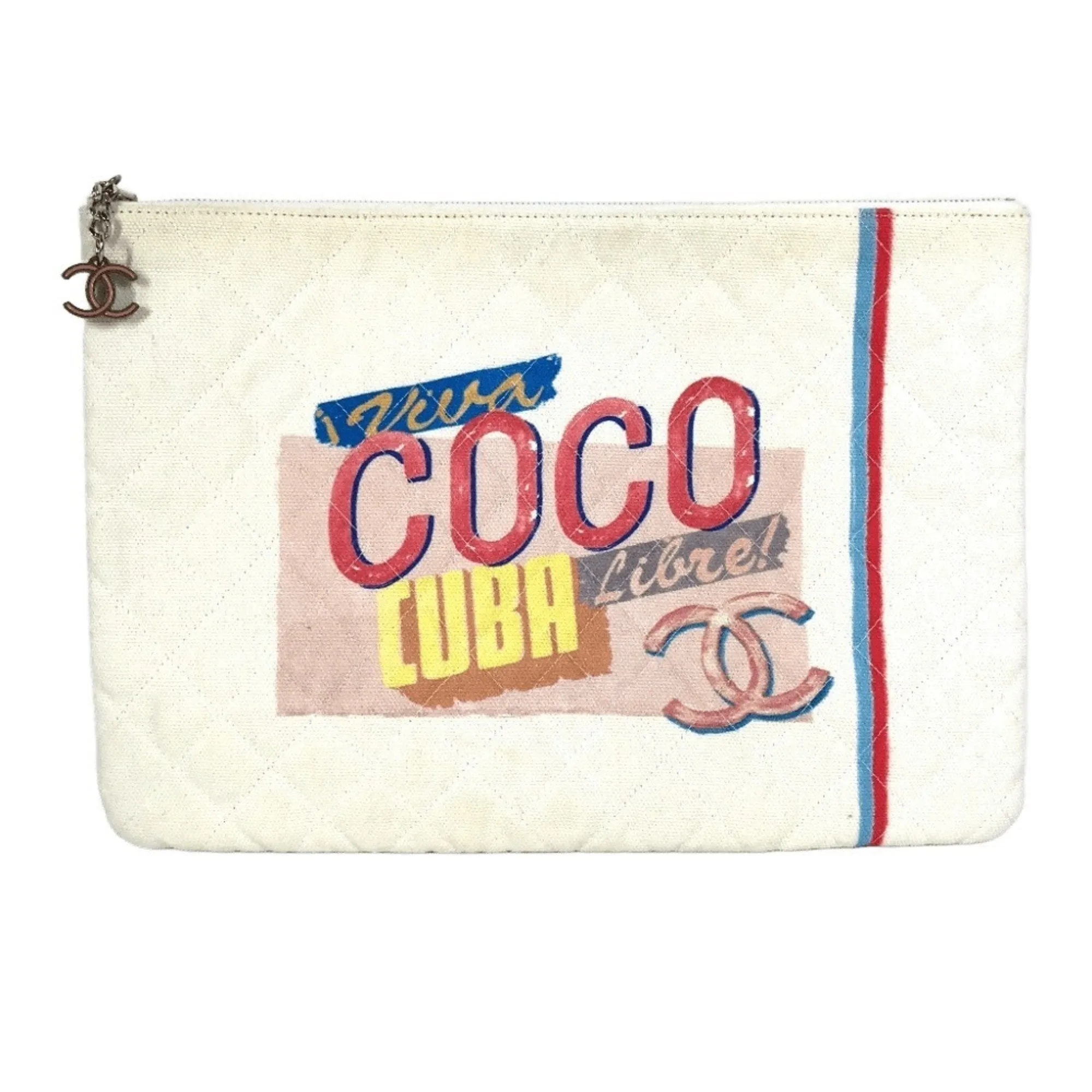 Chanel blue pink Canvas Clutch Bag Pouch (Pre-Owned)