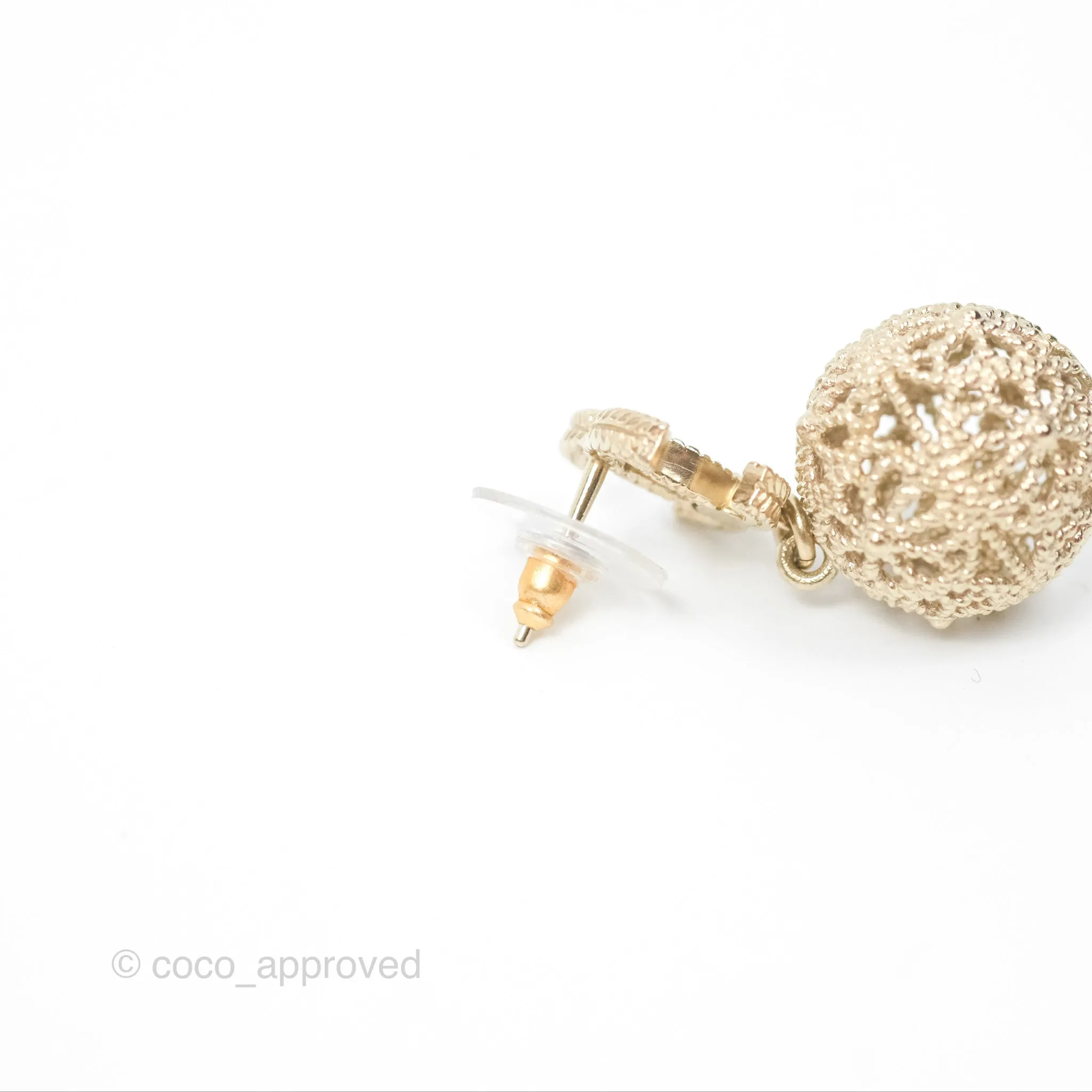 Chanel CC Drop Earrings Gold Tone
