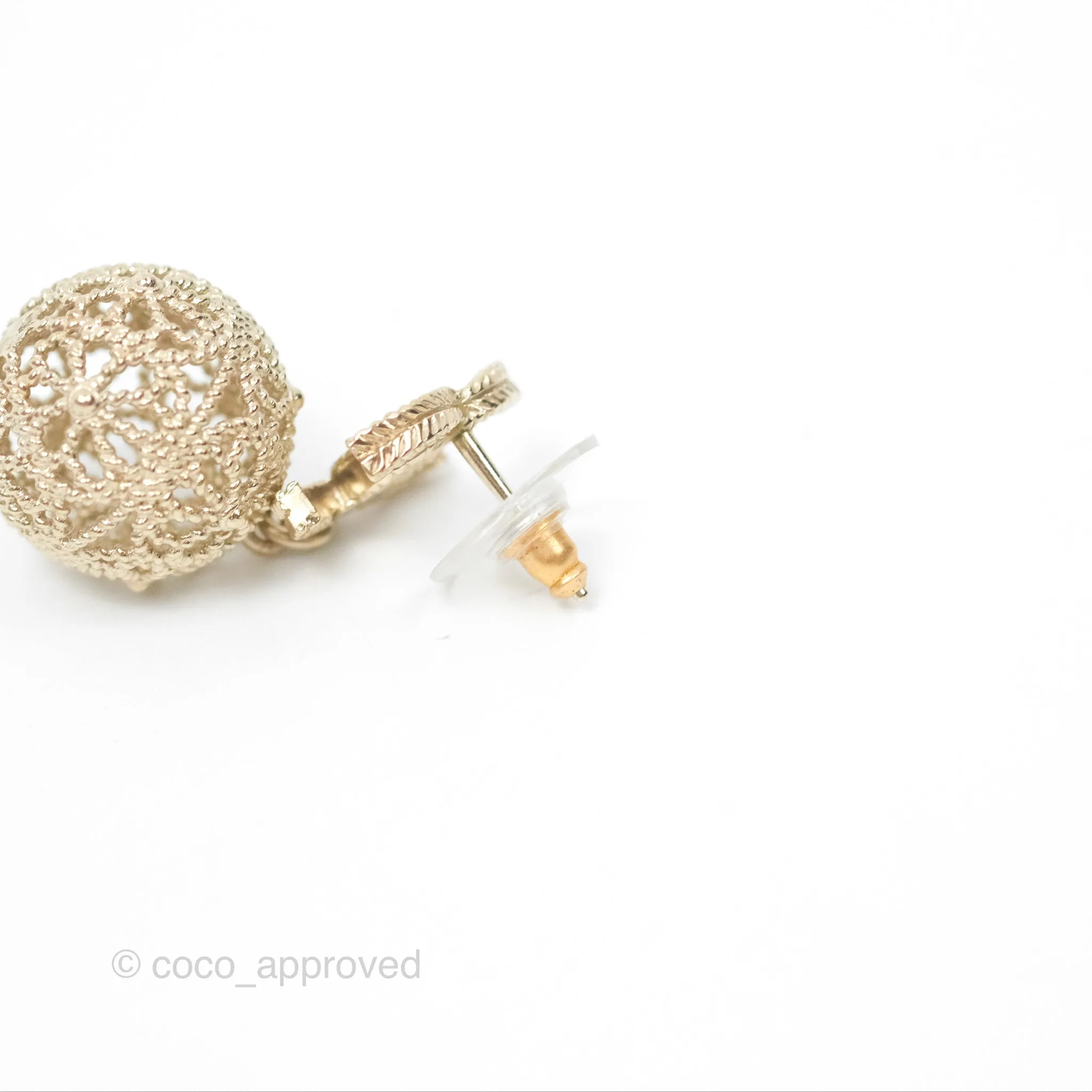 Chanel CC Drop Earrings Gold Tone