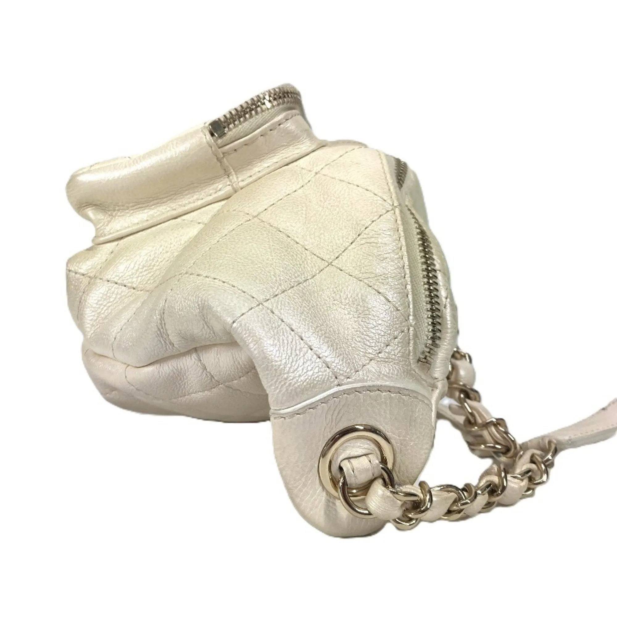 Chanel Champagne gold gold Leather Fanny Pack Handbag (Pre-Owned)