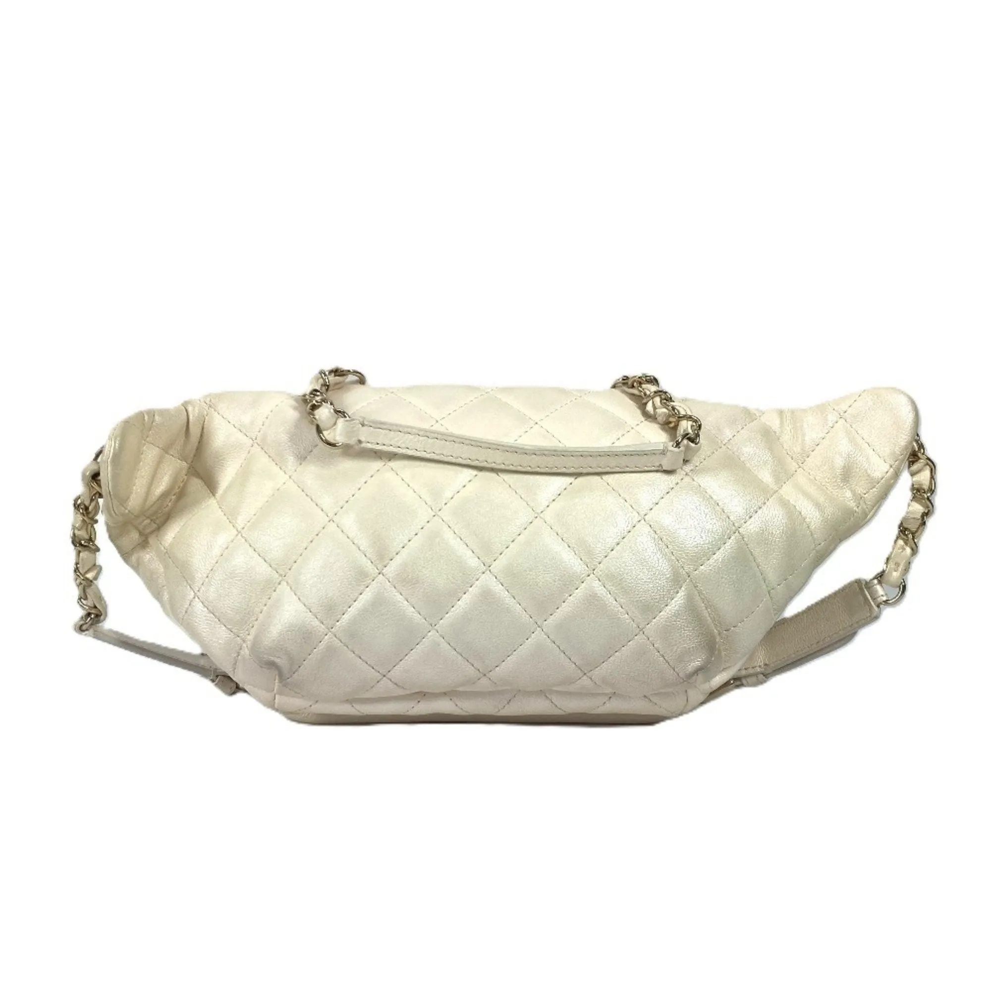 Chanel Champagne gold gold Leather Fanny Pack Handbag (Pre-Owned)
