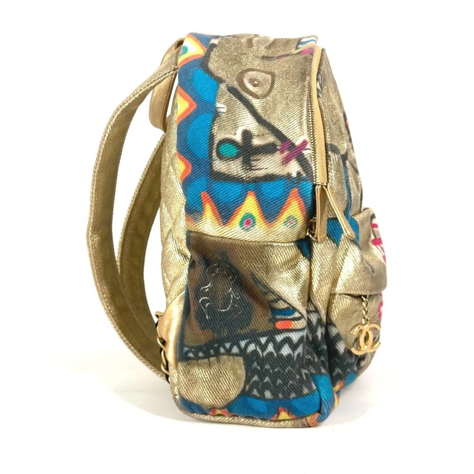 Chanel Leather Canvas Backpack (Pre-Owned)