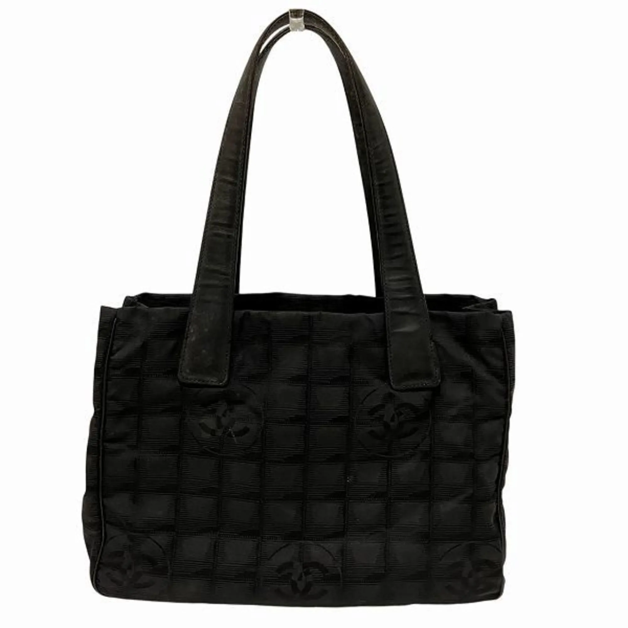 Chanel Nylon Leather Handbag Tote Bag (Pre-Owned)