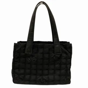 Chanel Nylon Leather Handbag Tote Bag (Pre-Owned)