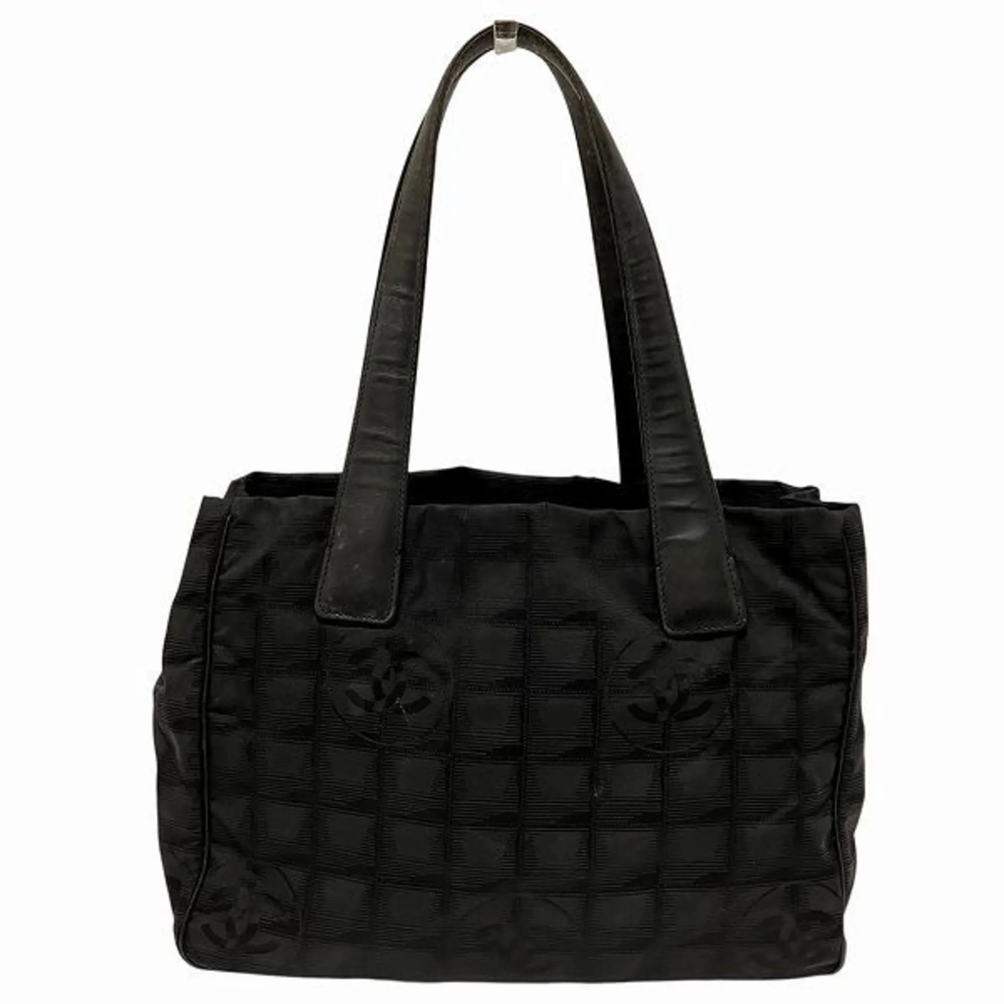 Chanel Nylon Leather Handbag Tote Bag (Pre-Owned)