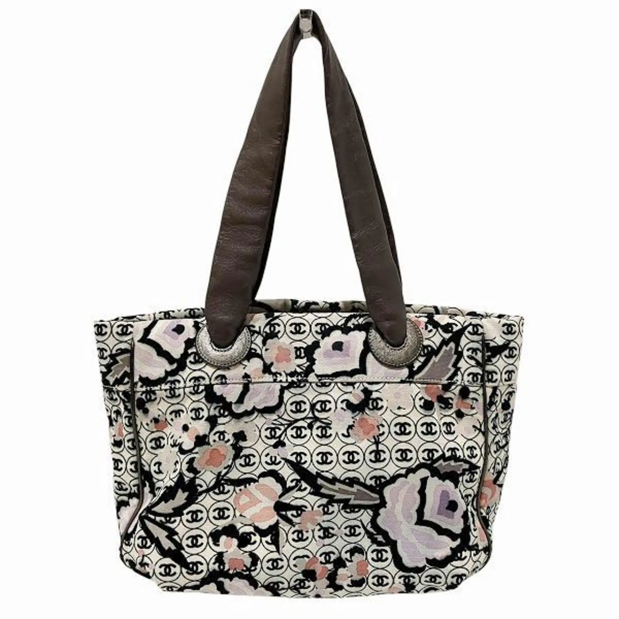 Chanel pink Canvas Leather Handbag Tote Bag (Pre-Owned)