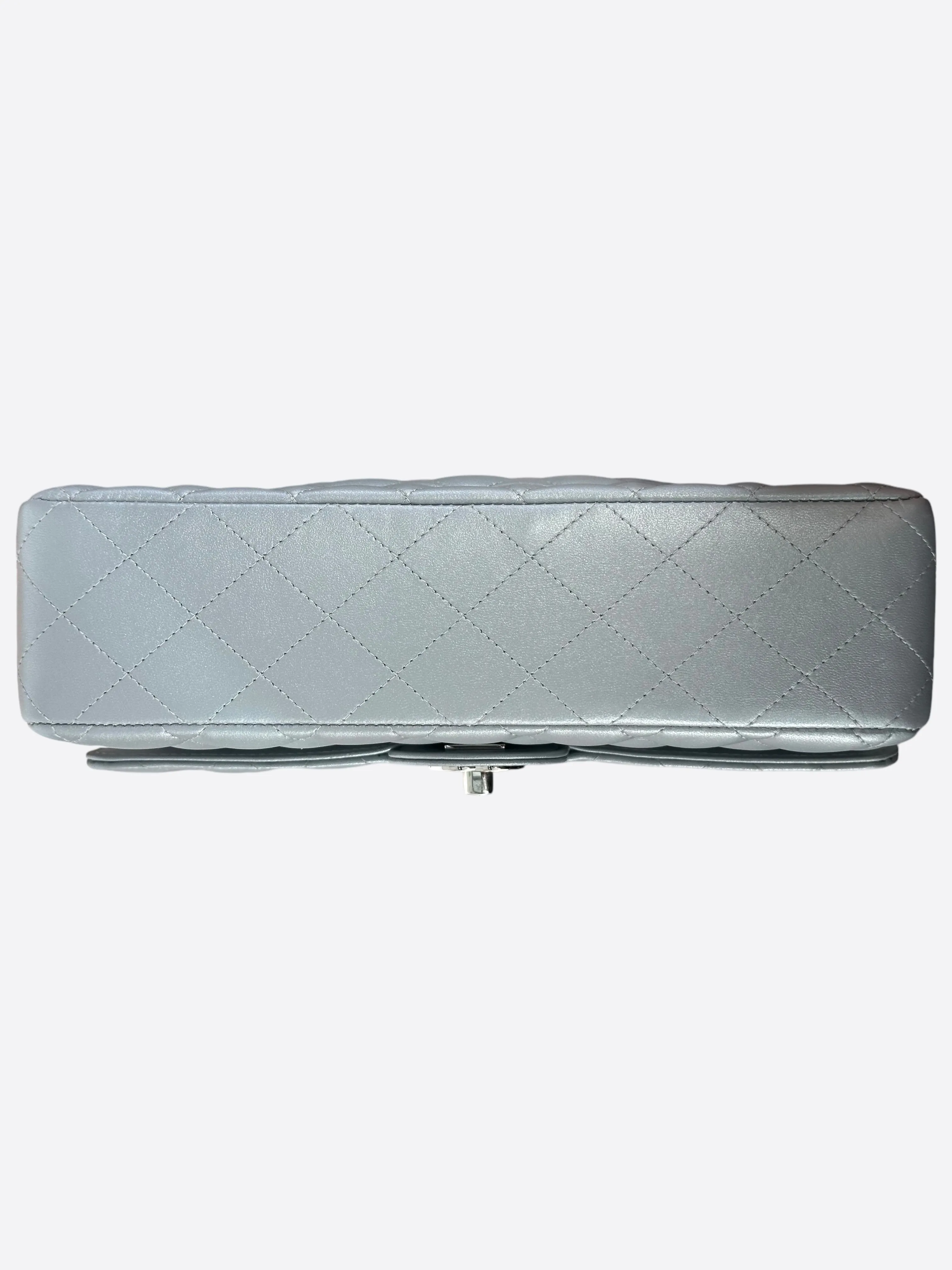Chanel Silver Quilted Medium Flap Bag