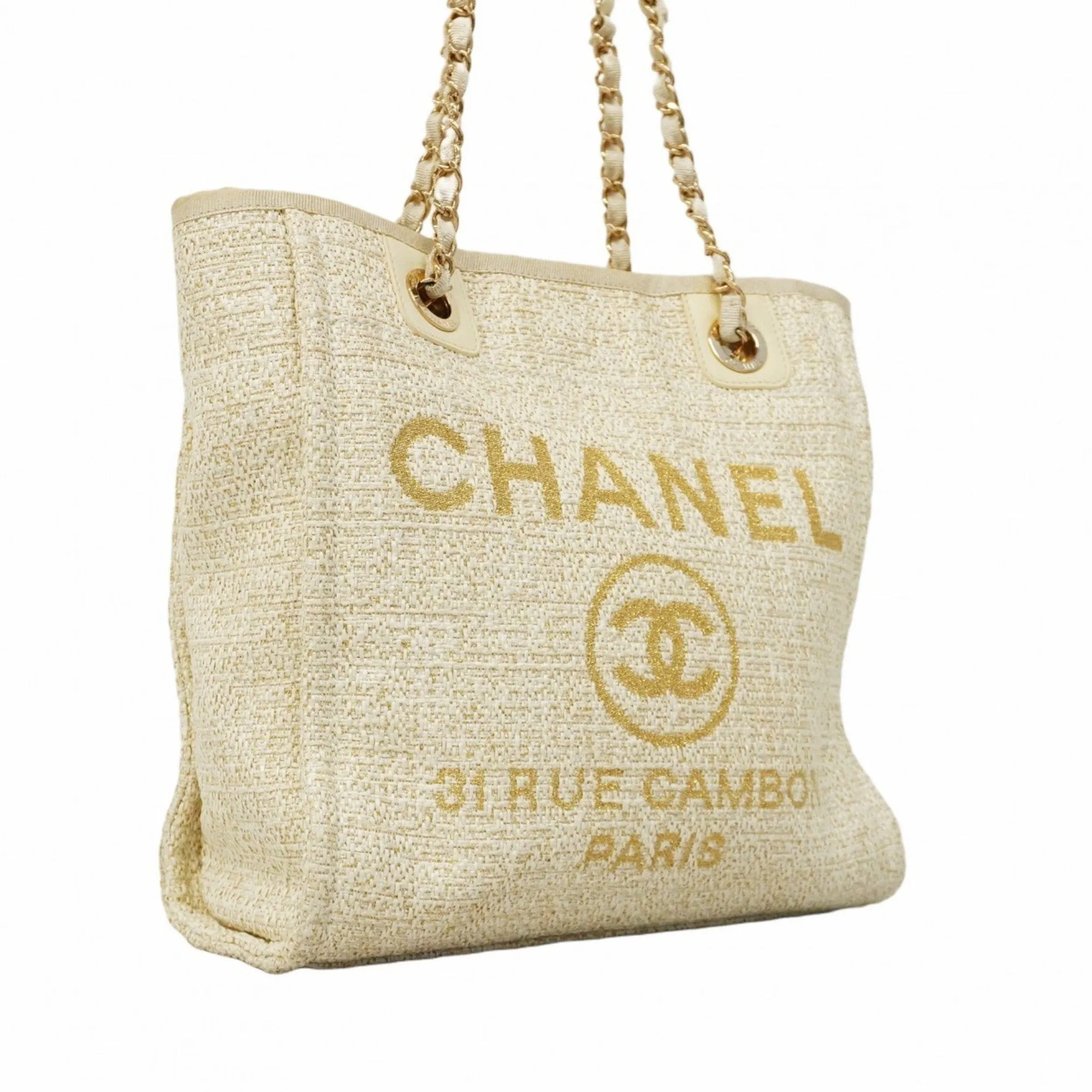 Chanel Tweed Straw Tote Bag (Pre-Owned)