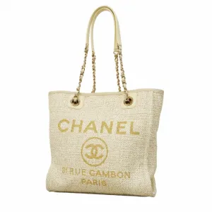 Chanel Tweed Straw Tote Bag (Pre-Owned)