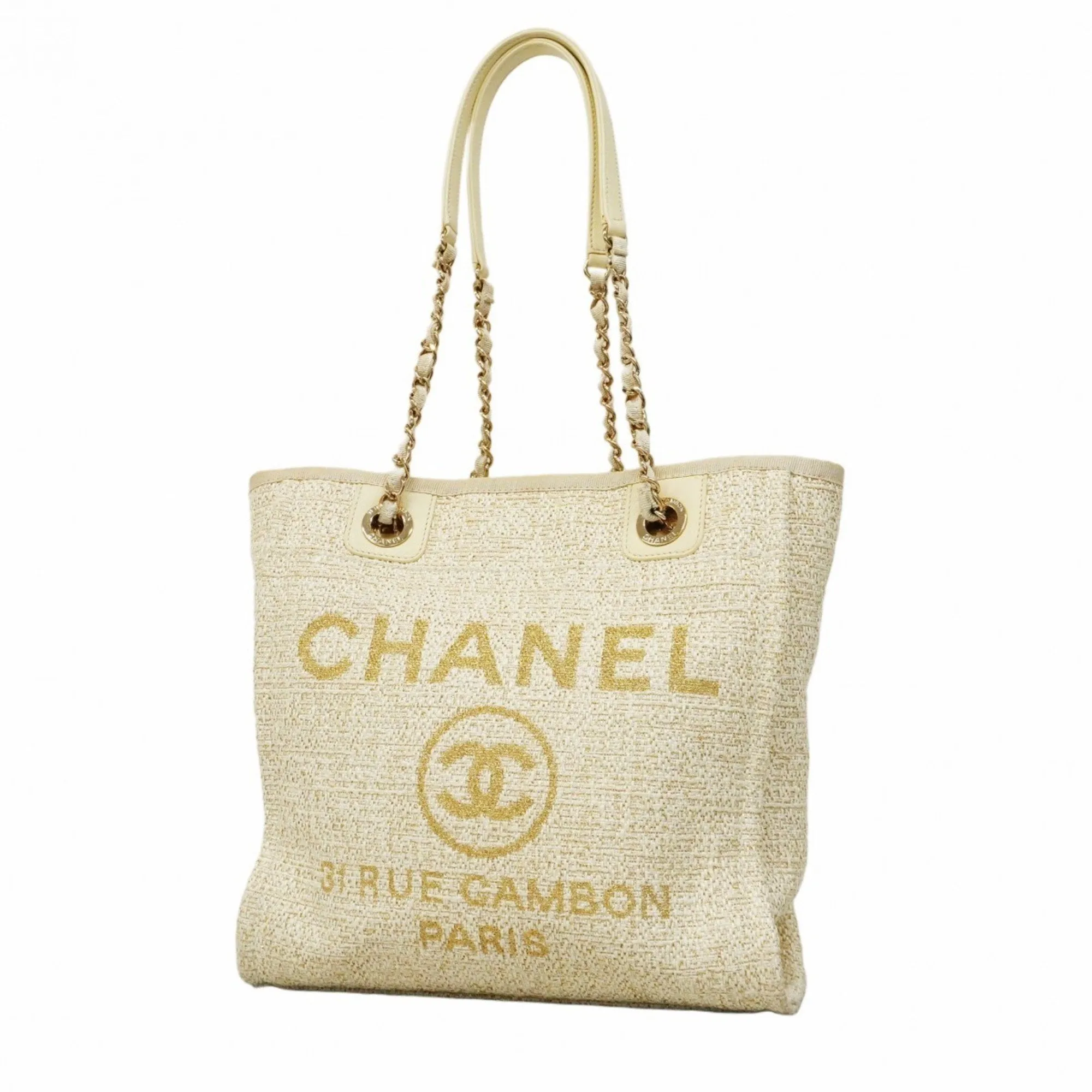 Chanel Tweed Straw Tote Bag (Pre-Owned)