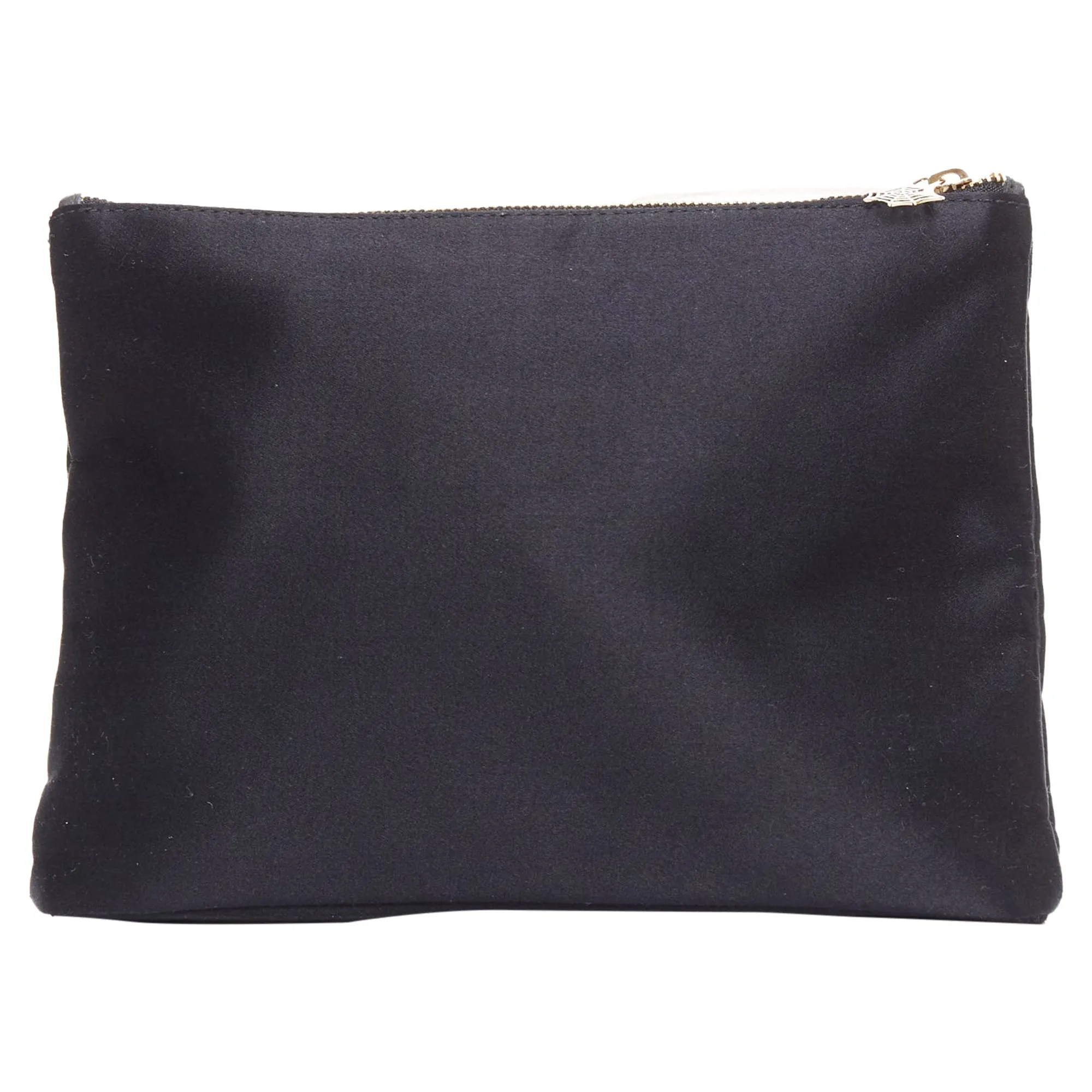 Charlotte Olympia satin surrealist blue eye embroidery pouch bag