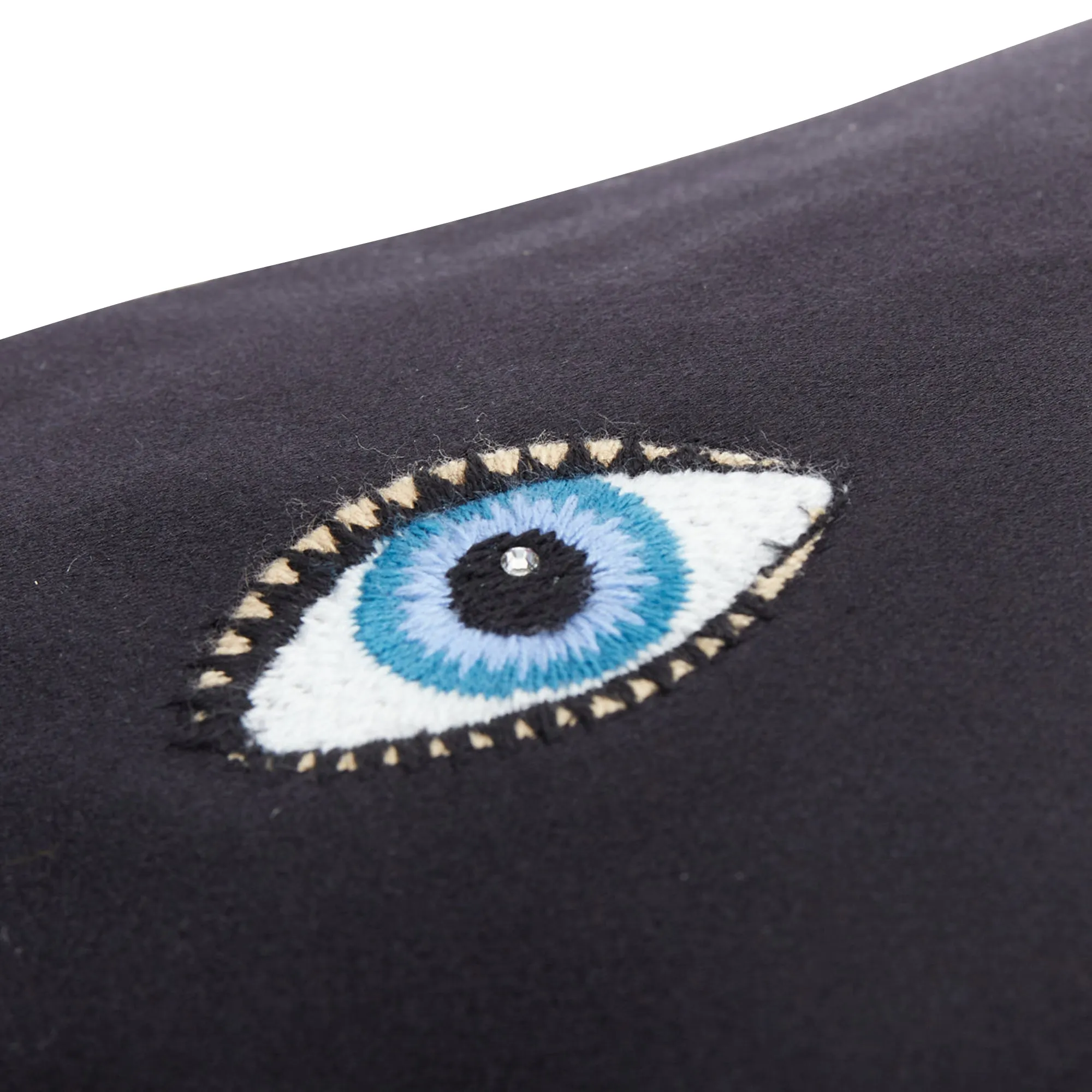 Charlotte Olympia satin surrealist blue eye embroidery pouch bag