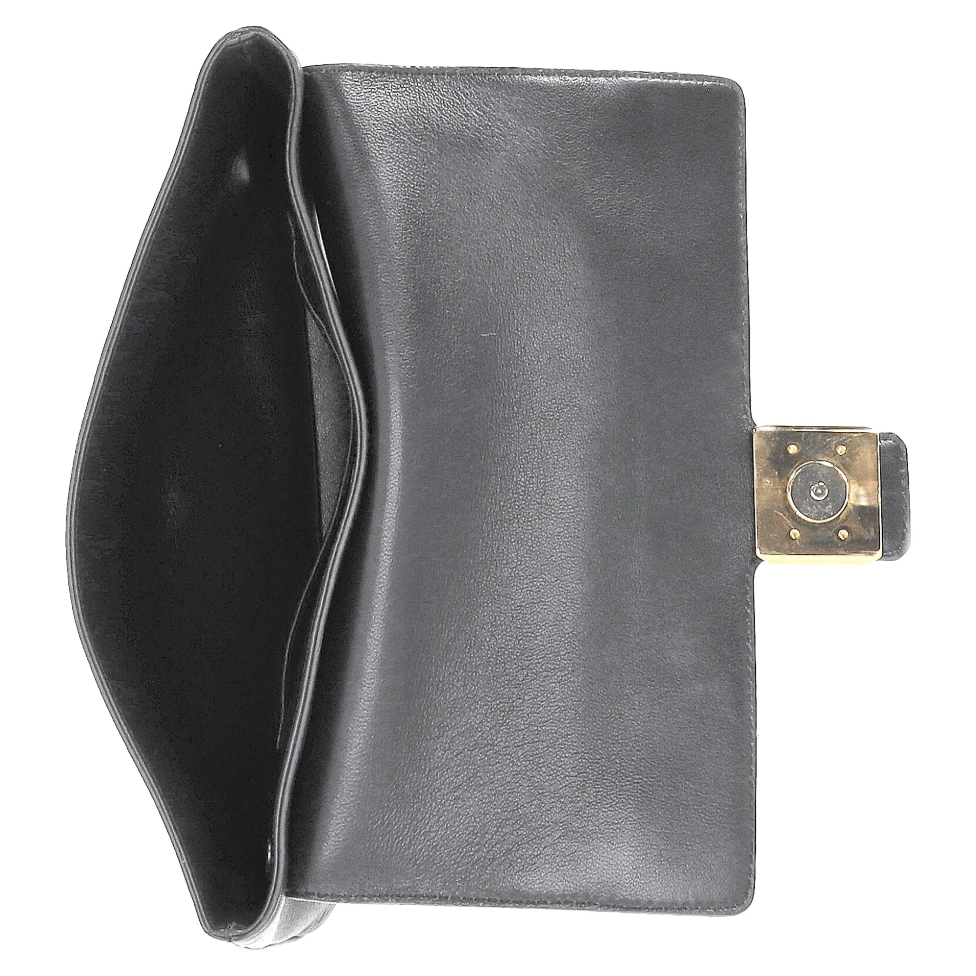 Chlo Flap Clutch Bag in Black Leather