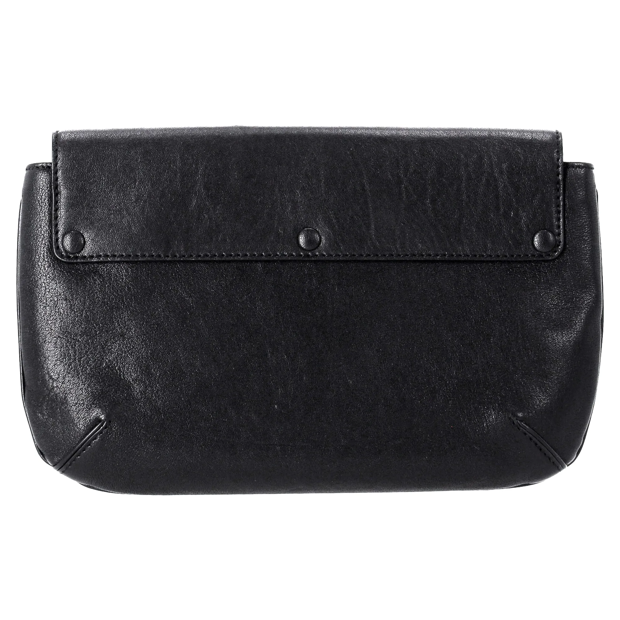 Chlo Flap Clutch Bag in Black Leather
