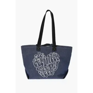 Chlo SEE BY Denim Tote Bag with Embossed Embroidery
