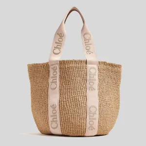 CHLOE Large Woody Basket In Natural Fibers Blushy Beige CHC23AS380L1826Y