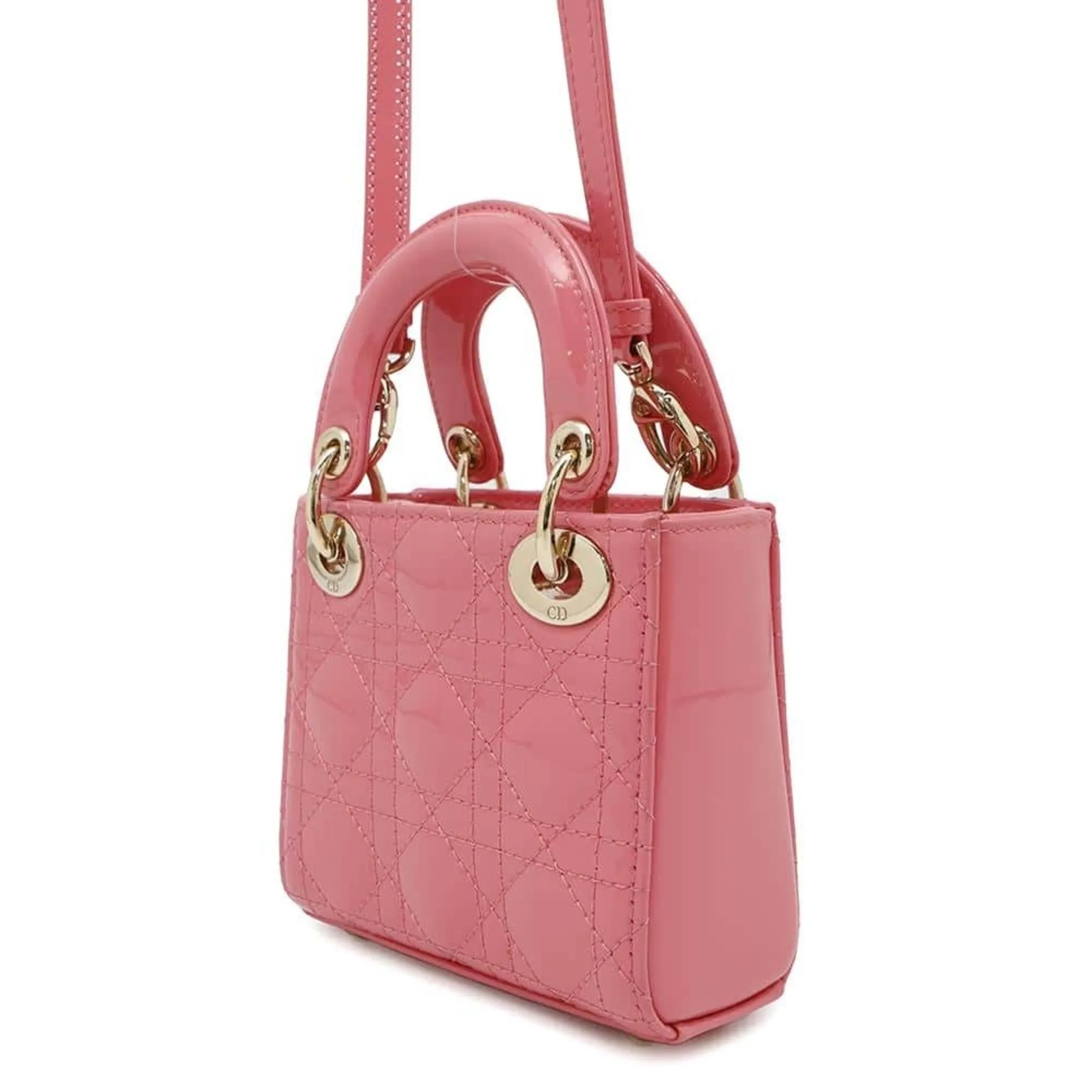 Christian Dior Lady Dior Patent Leather Handbag (Pre-Owned)