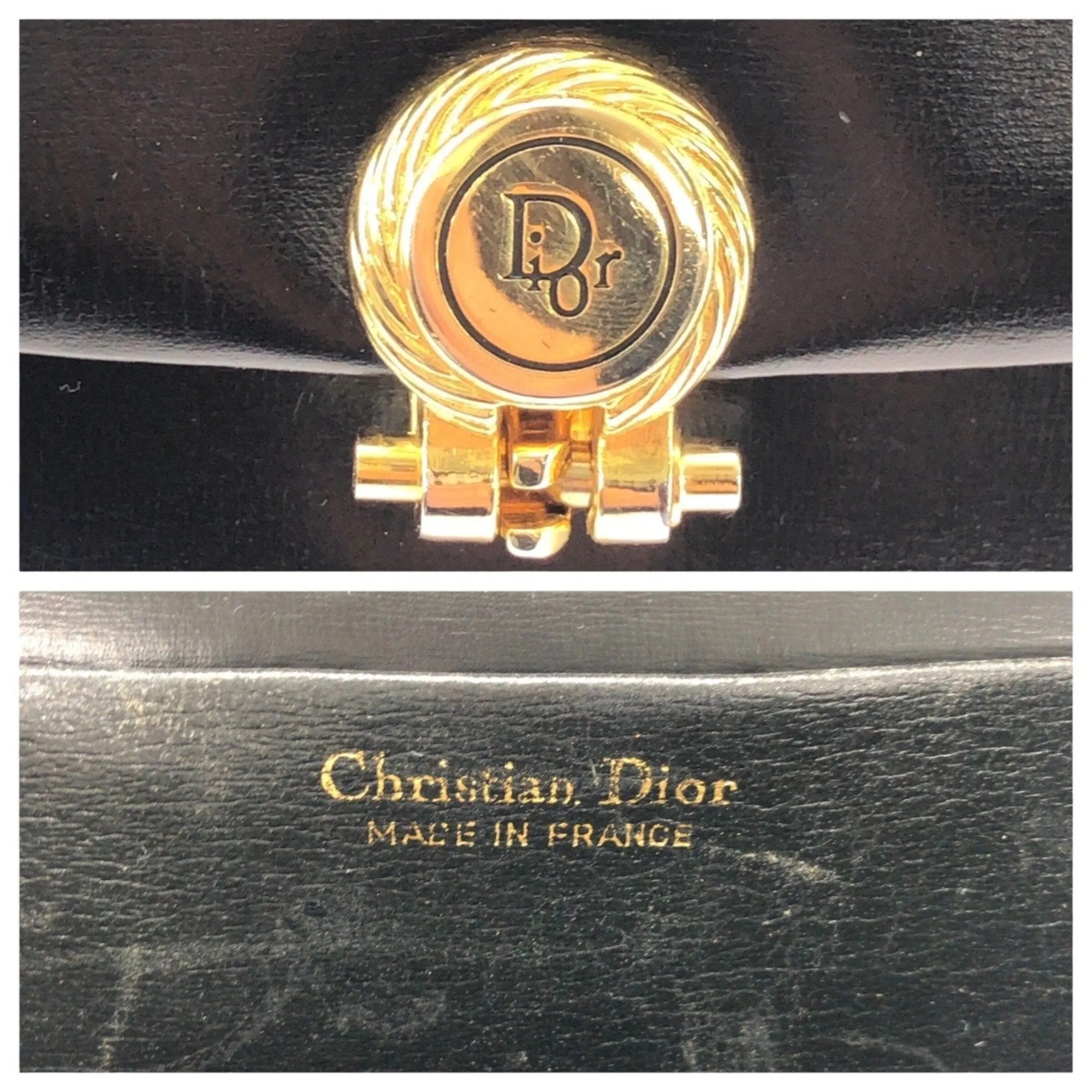 Christian Dior Leather Clutch Bag Shoulder Bag (Pre-Owned)