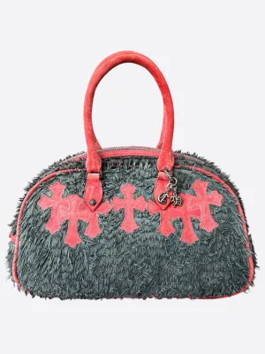 Chrome Hearts Grey & Red Cross Patch Bowling Bag