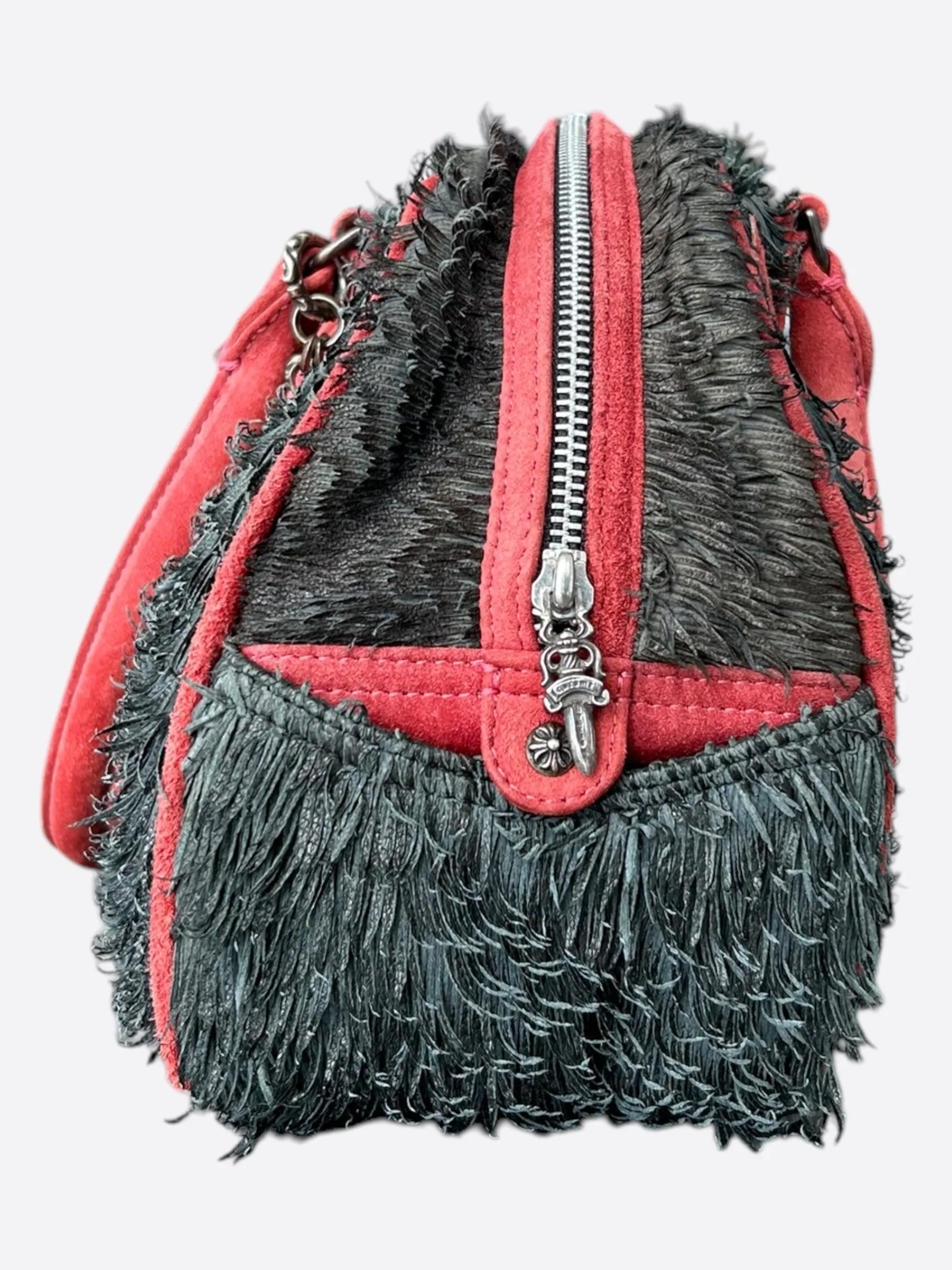 Chrome Hearts Grey & Red Cross Patch Bowling Bag