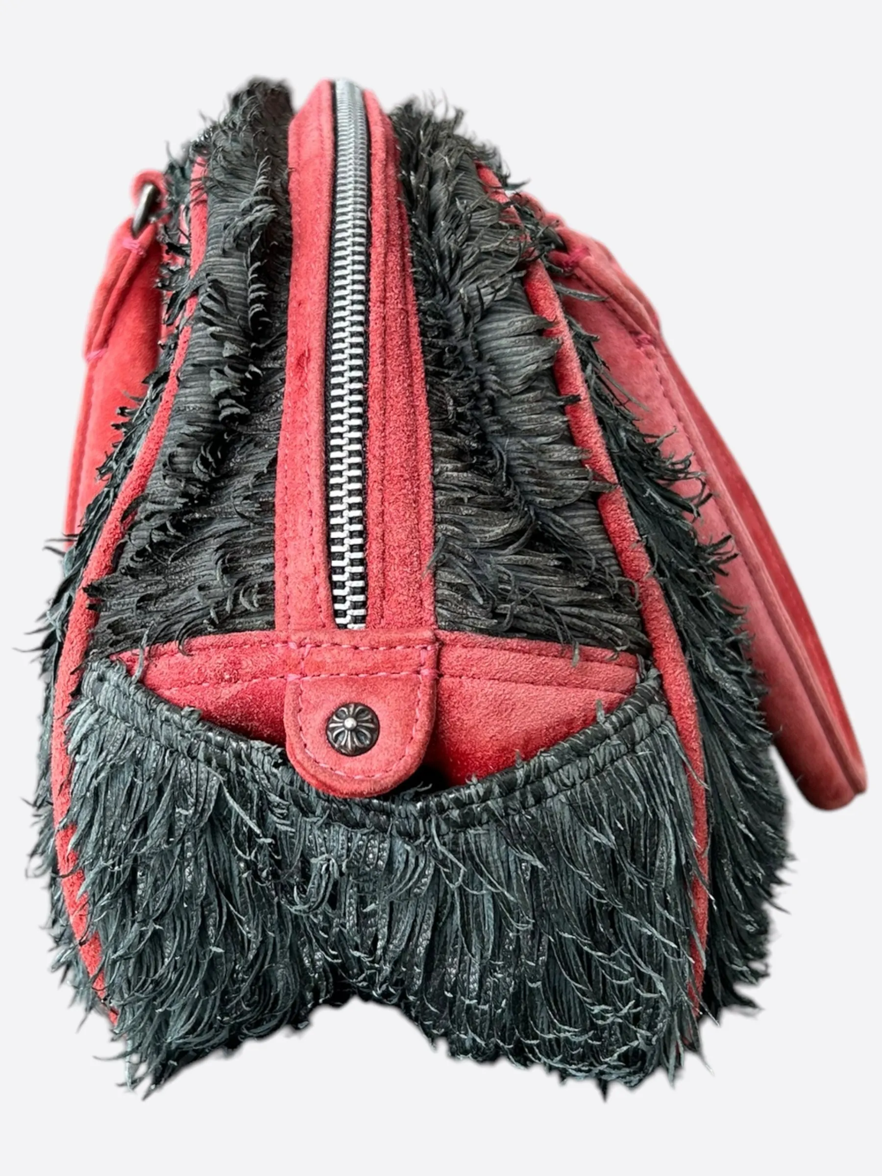 Chrome Hearts Grey & Red Cross Patch Bowling Bag