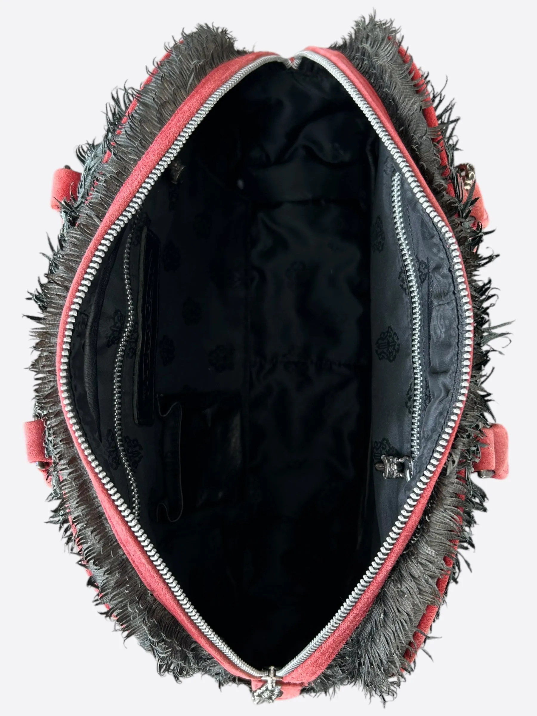 Chrome Hearts Grey & Red Cross Patch Bowling Bag