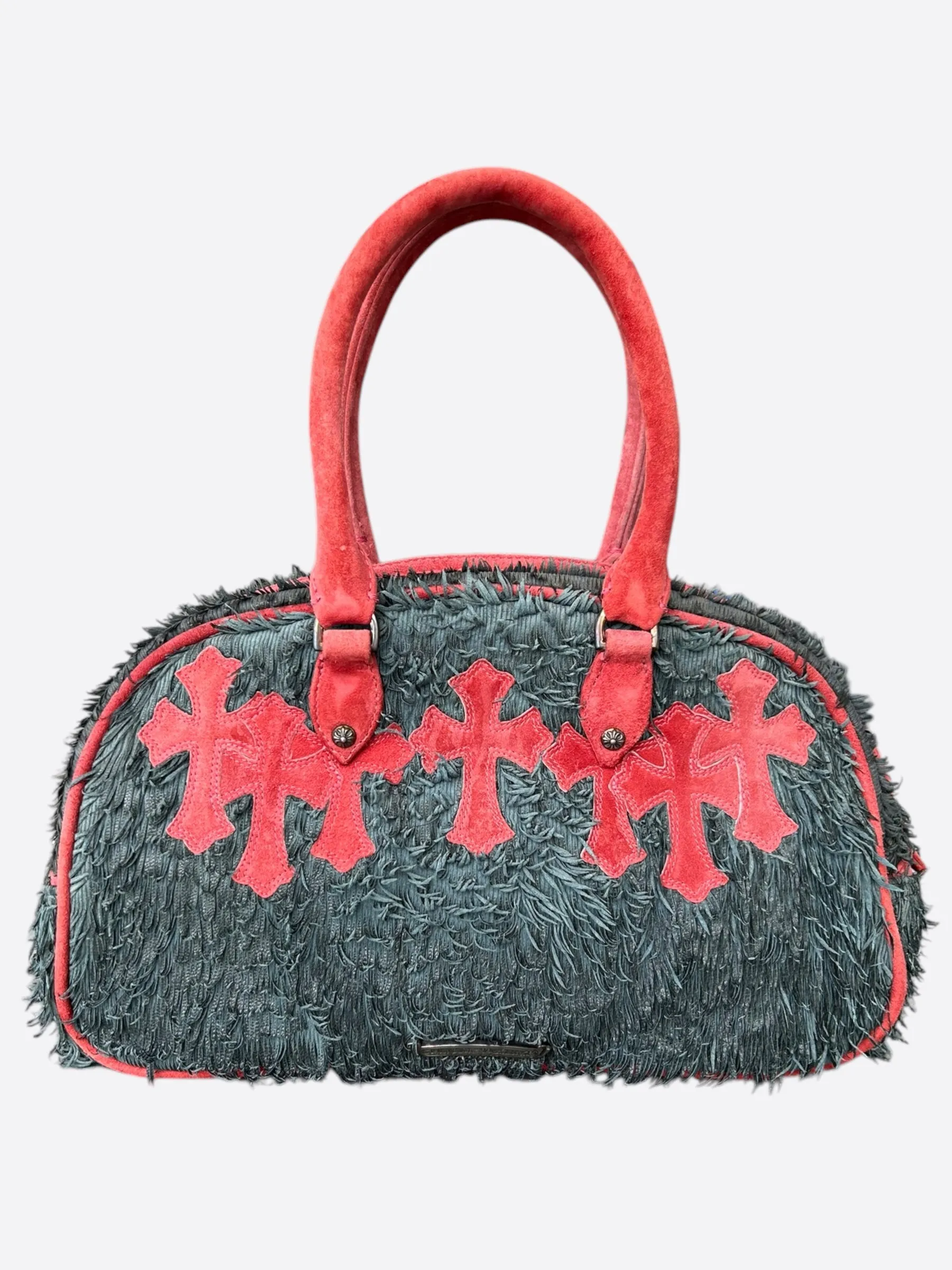 Chrome Hearts Grey & Red Cross Patch Bowling Bag