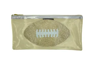 Clear Stadium Wristlet Handbag In Glitter Football