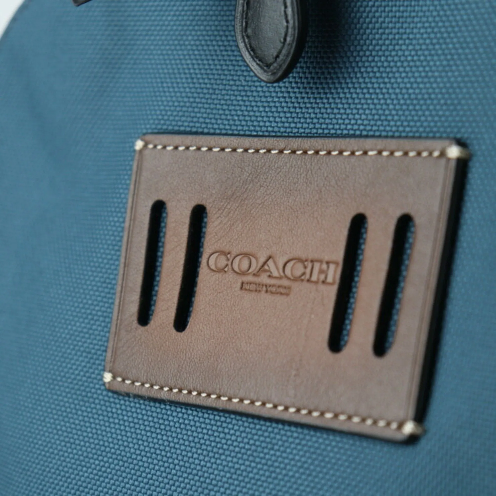 Coach  blue Nylon Canvas Leather Backpack (Pre-Owned)