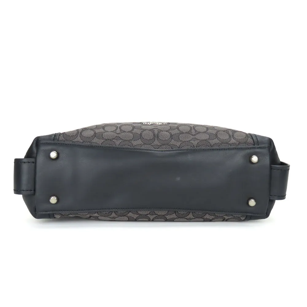 Coach Handbag 57933 Signature Canvas Leather Black Gray