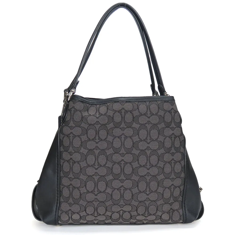 Coach Handbag 57933 Signature Canvas Leather Black Gray