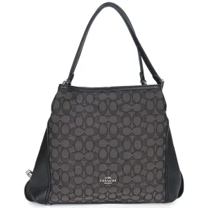 Coach Handbag 57933 Signature Canvas Leather Black Gray