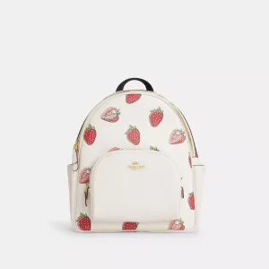 Coach Outlet Court Backpack With Strawberry Print