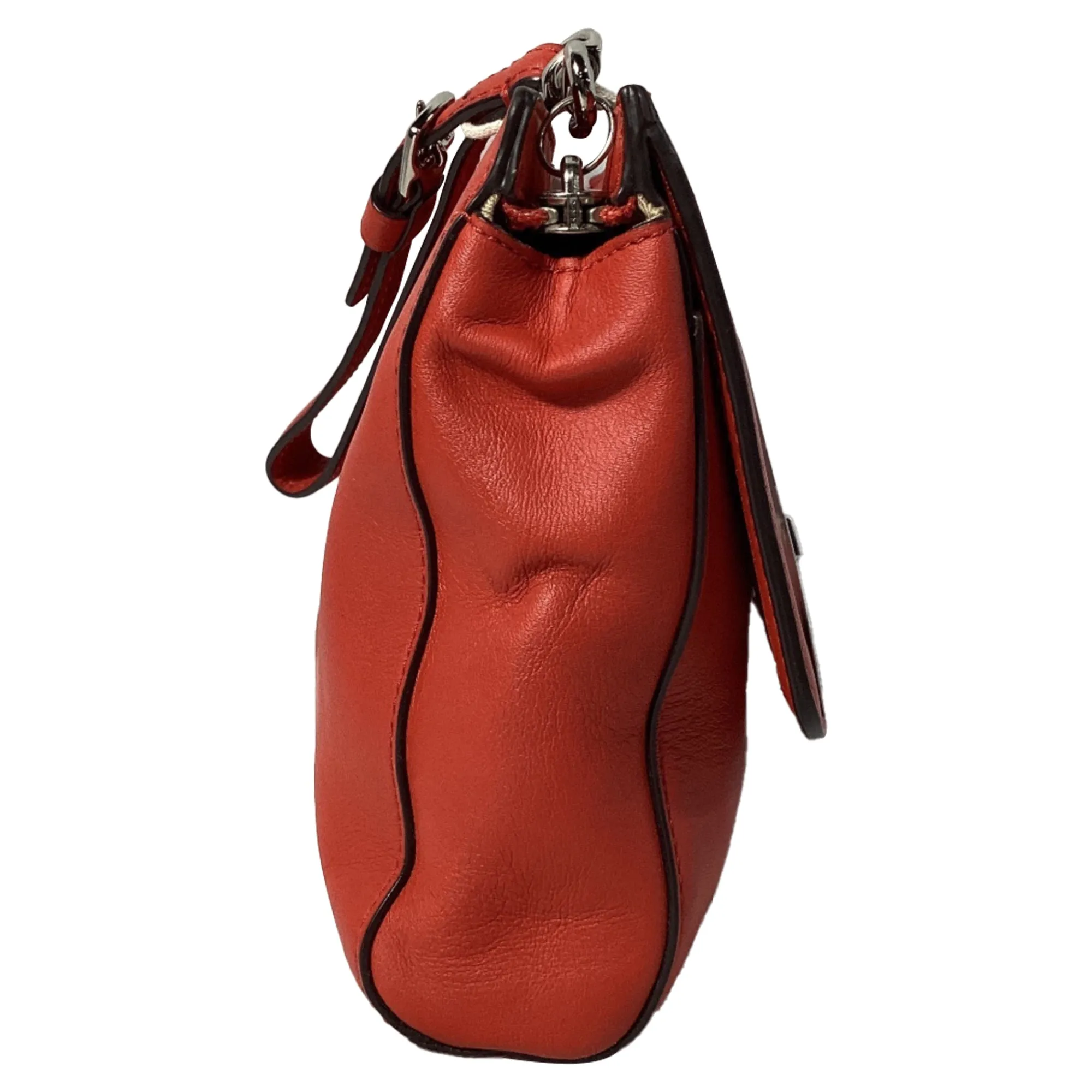 Coach Twist Lock Clutch Bag in Red Leather