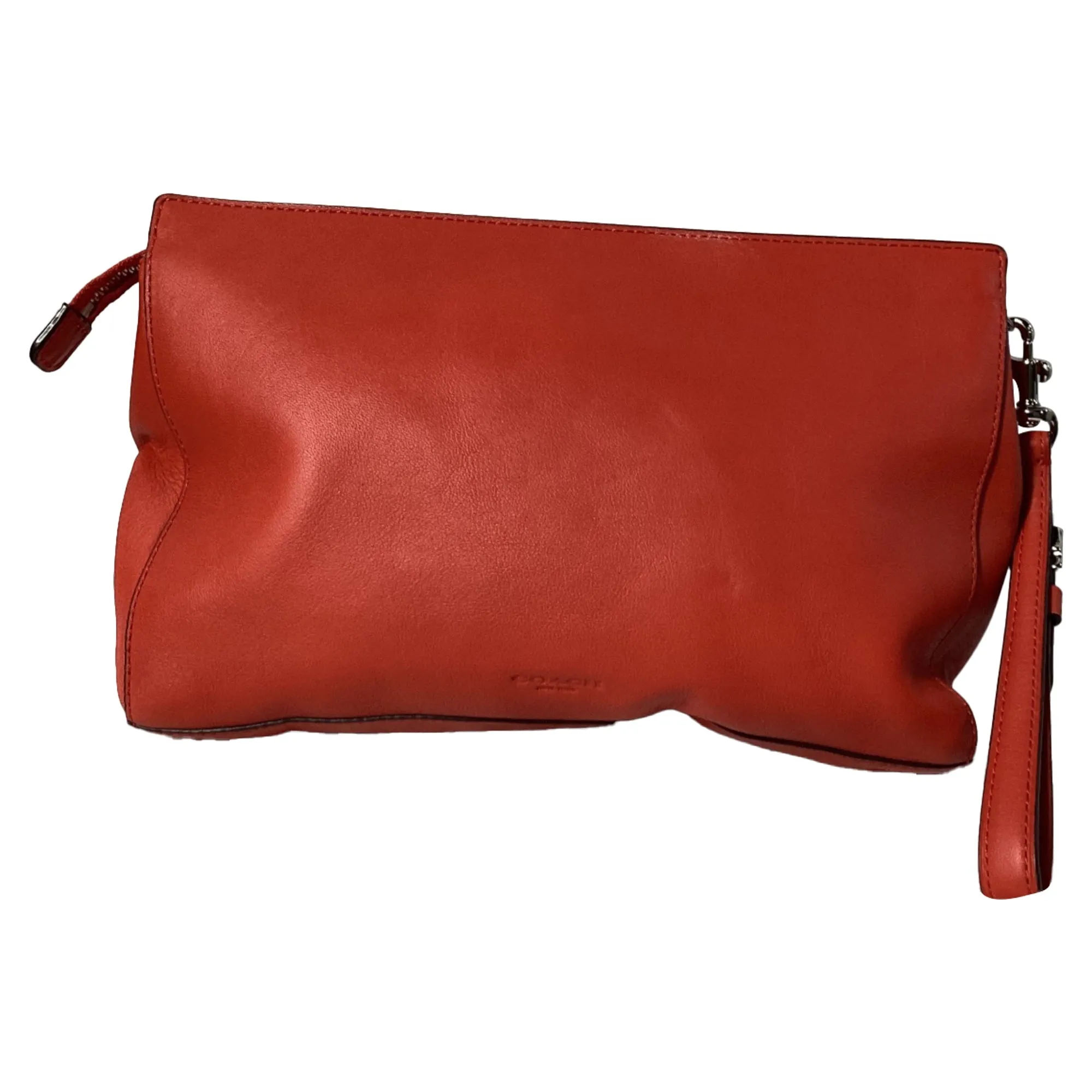 Coach Twist Lock Clutch Bag in Red Leather