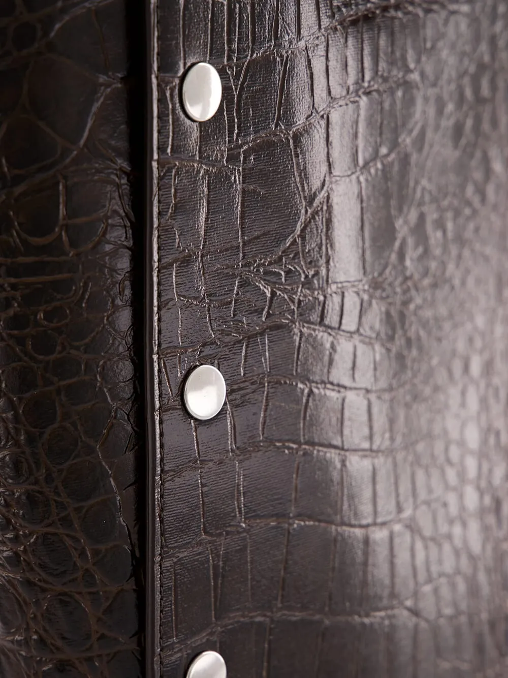 Coffee Brown Studs Large Croc-Embossed Tote Bag